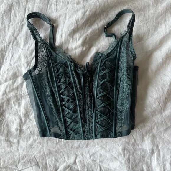 Elegant Lace Corset Top - Green - Picture 1 of 1